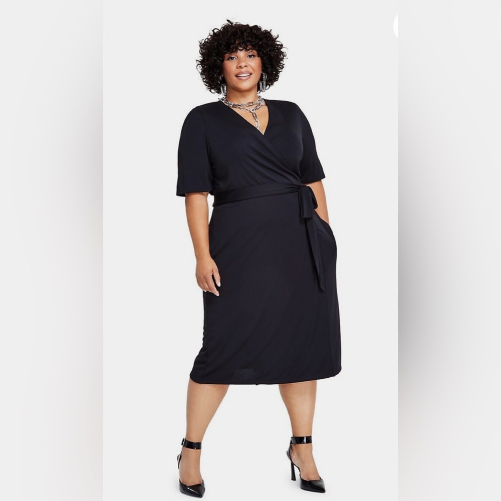 I.N.C~Elbow-Sleeve Faux Wrap Dress~4X NWT